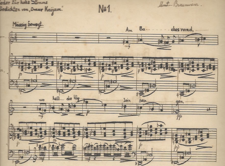 N° 1 der 5 Gesänge nach Omar Kaijan von M. Braunwieser