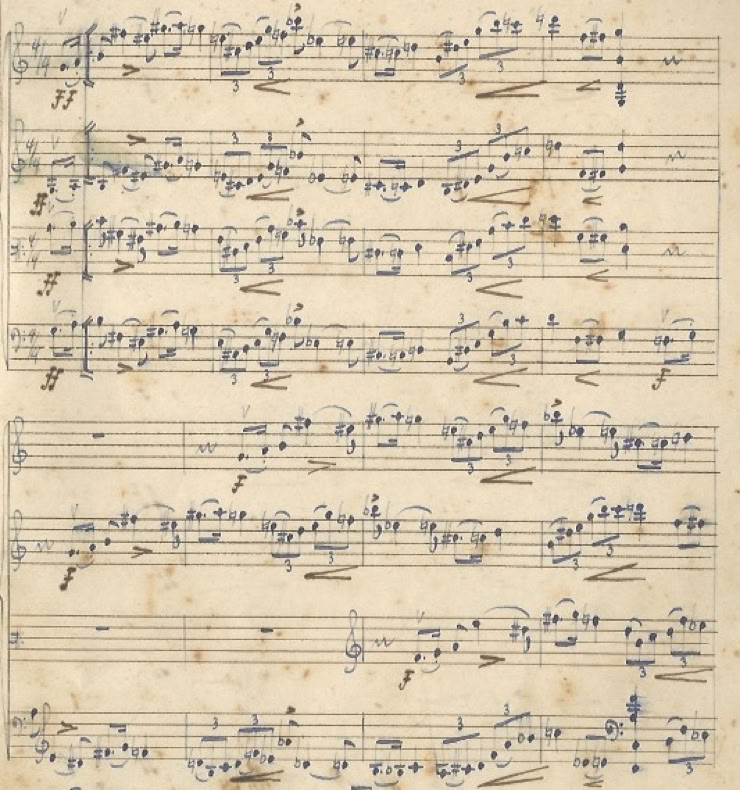 Beginn des Anna Hof Quartetts von Martin Braunwieser 1921. Archiv ISMPS. Copyright ISMPS